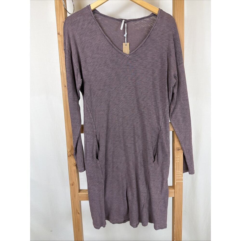 NWT Hello Nite Purple V Neck Pockets Long Sleeve Dress #1232 Size SMALL